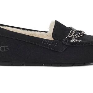 UGG Black Ansley Chain Moccasins with Chain Accent Size 8